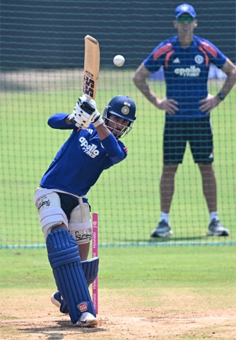 MUMBAI: Indian batter Tilak Varma attends a training session at the Wankhede Stadium on Wednesday. —AFP
