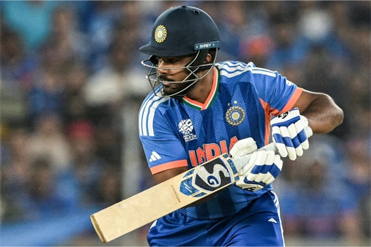 INDIAN opener Sanju Samson plays a shot during his swashbuckling 89-run knock.&mdash;AFP