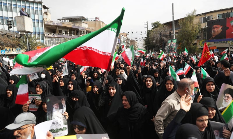 Mourners attend a funeral for the victims of Israeli and US strikes, in the Iranian city of Shiraz&mdash;Reuters
