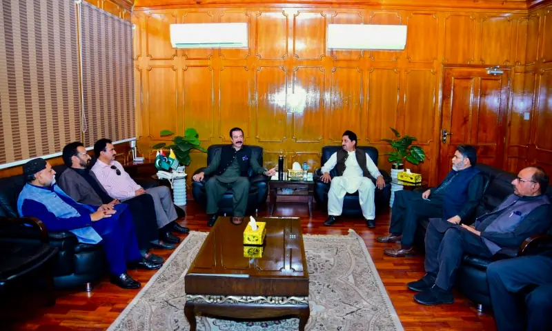 AJK Prime Minister Faisal Mumtaz Rathore speaking to senior journalists at his office in Muzaffarabad on Tuesday. — Photo via Tariq Naqash AJK Prime Minister Faisal Mumtaz Rathore speaking to senior journalists at his office in Muzaffarabad on Tuesday. — Photo via Tariq Naqash