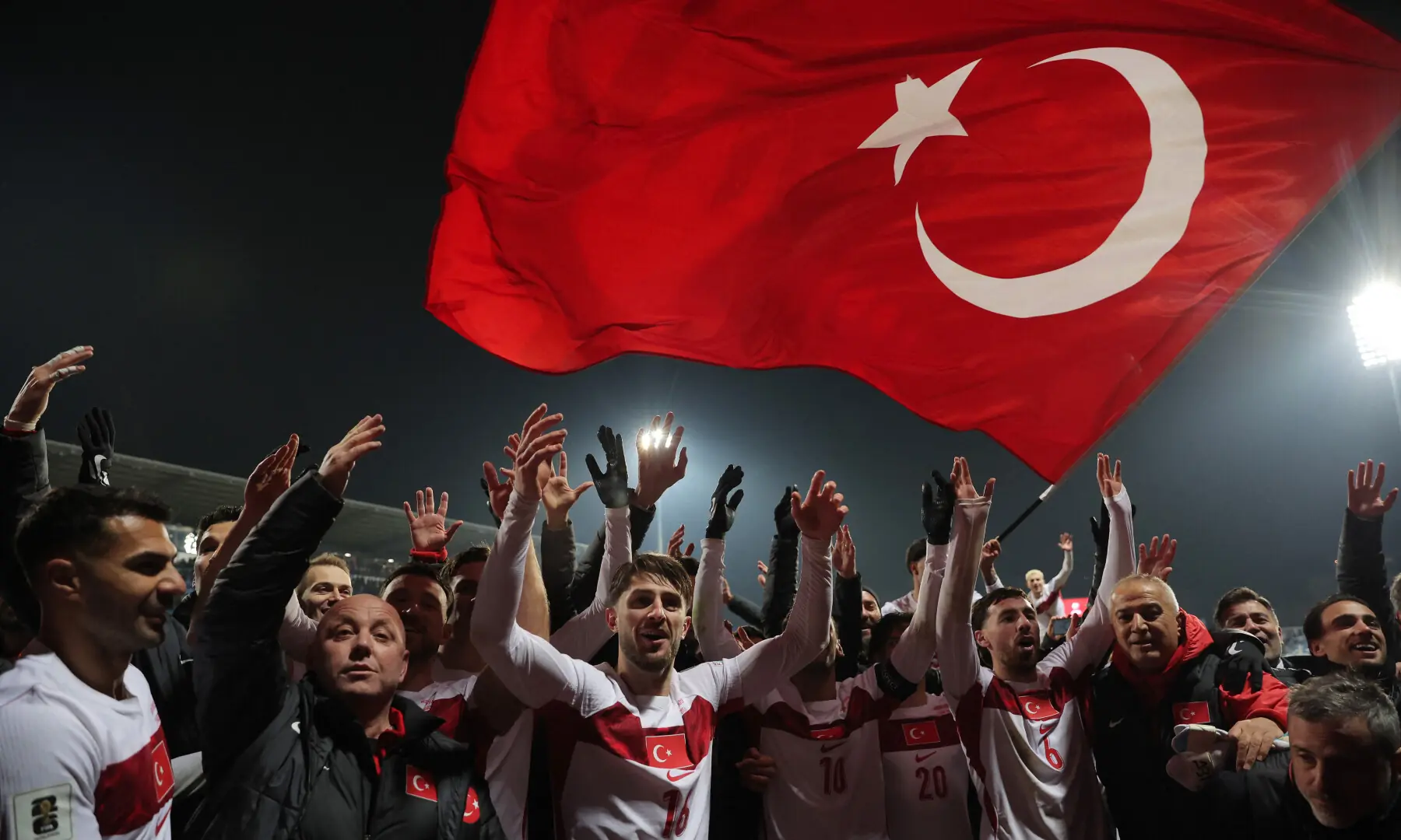 Turkiye’s Orkun Kokcu and Ismail Yuksek celebrate with the team after qualifying for the FIFA World Cup at the UEFA Qualifiers Final against Kosovo at Fadil Vokrri Stadium in Pristina, Kosovo on March 31, 2026. — Reuters Turkiye’s Orkun Kokcu and Ismail Yuksek celebrate with the team after qualifying for the FIFA World Cup at the UEFA Qualifiers Final against Kosovo at Fadil Vokrri Stadium in Pristina, Kosovo on March 31, 2026. — Reuters