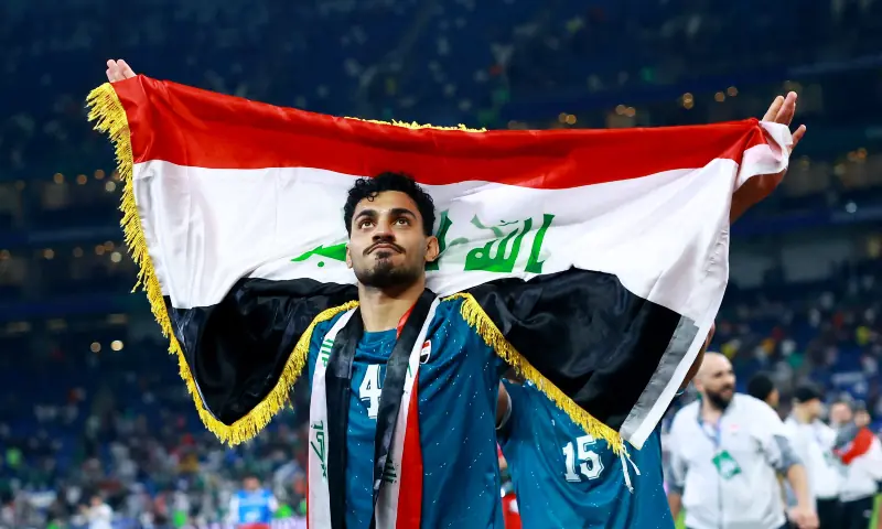 Iraq’s Zaid Tahseen celebrates with the national flag after qualifying for FIFA World Cup at Inter-Confederation Playoffs Final between Iraq and Bolivia in Monterrey, Mexico on March 31, 2026. — Reuters Iraq’s Zaid Tahseen celebrates with the national flag after qualifying for FIFA World Cup at Inter-Confederation Playoffs Final between Iraq and Bolivia in Monterrey, Mexico on March 31, 2026. — Reuters