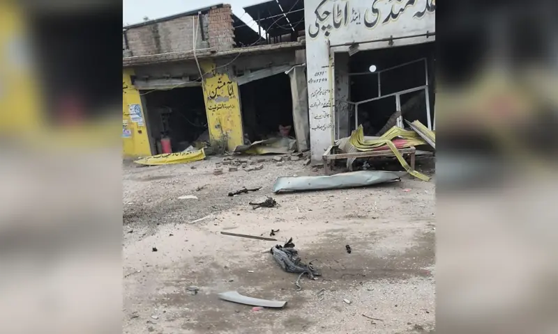 A photo of the site of an explosion that took place in Seri Naurang town of Khyber Pakhtunkhwa’s Lakki Marwat district on April 1. — Photo provided by police A photo of the site of an explosion that took place in Seri Naurang town of Khyber Pakhtunkhwa’s Lakki Marwat district on April 1. — Photo provided by police