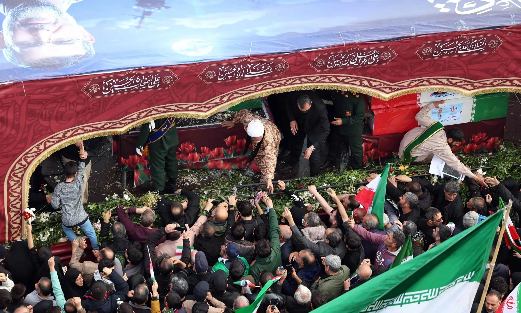 Iranians attend the funeral of Alireza Tangsiri, the assassinated commander of the Iranian Revolutionary Guards&rsquo; navy, in Enghelab Square in Tehran, Iran on April 1. &mdash; AFP