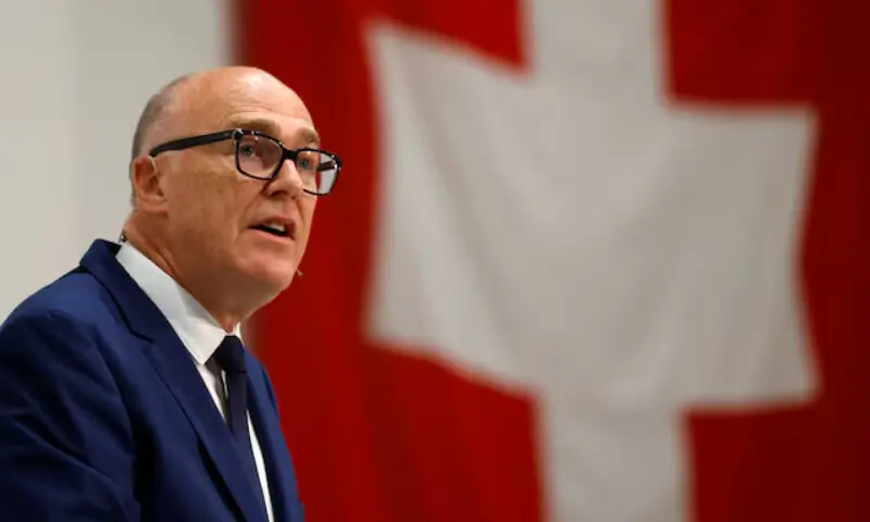 Swiss Federal Councillor Martin Pfister speaks during a press conference as he visits Swiss army troops in Bure, Switzerland, May 26, 2025. — Reuters Swiss Federal Councillor Martin Pfister speaks during a press conference as he visits Swiss army troops in Bure, Switzerland, May 26, 2025. — Reuters