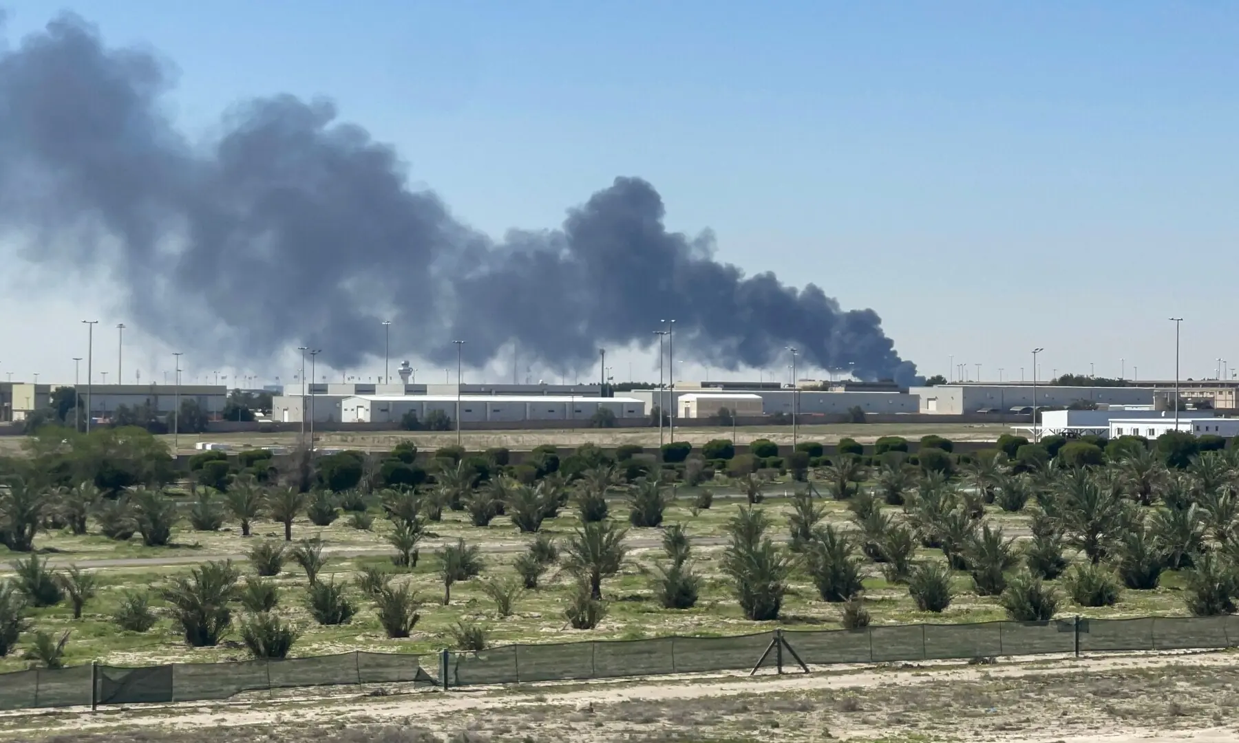 Smoke rises from an area of Kuwait&rsquo;s international airport after a reported drone strike on April 1. &mdash; AFP