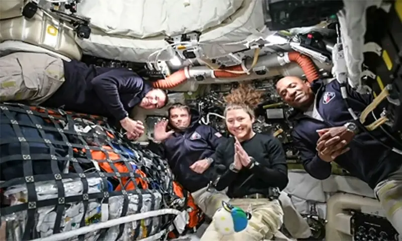 Four Artemis II crew members as they head to orbit the Moon for the first time in more than half a century.—AFP Four Artemis II crew members as they head to orbit the Moon for the first time in more than half a century.—AFP