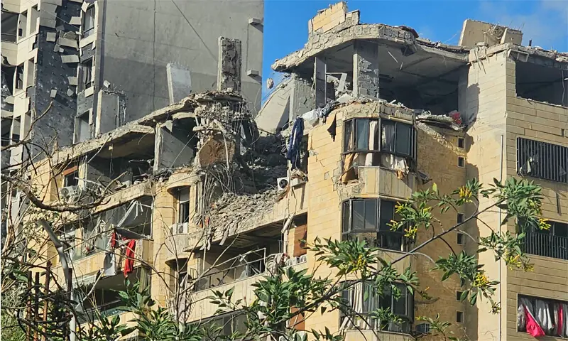 AN apartment building destroyed in an Israeli airstrike in Beirut&rsquo;s southern suburbs on Sunday.&mdash;AFP