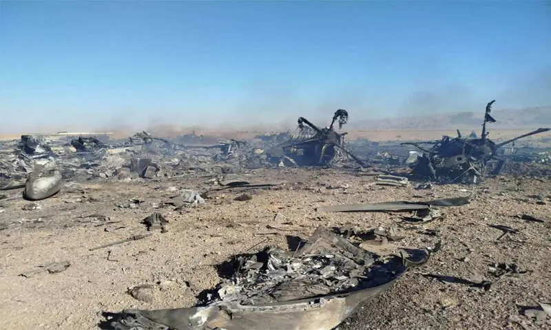 Debris of US helicopters shot down in Iran during a mission to find a stranded airman.—Reuters Report on Page 11 Debris of US helicopters shot down in Iran during a mission to find a stranded airman.—Reuters Report on Page 11