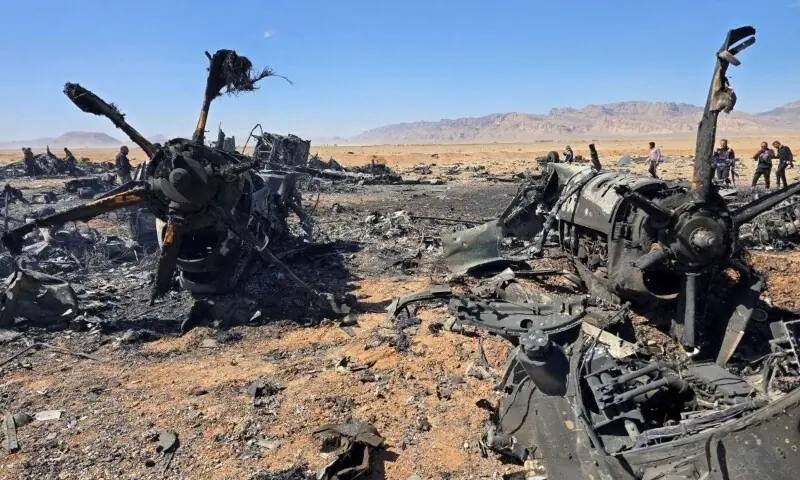 In pictures: Debris from US aircraft downed in Iran during rescue mission In pictures: Debris from US aircraft downed in Iran during rescue mission