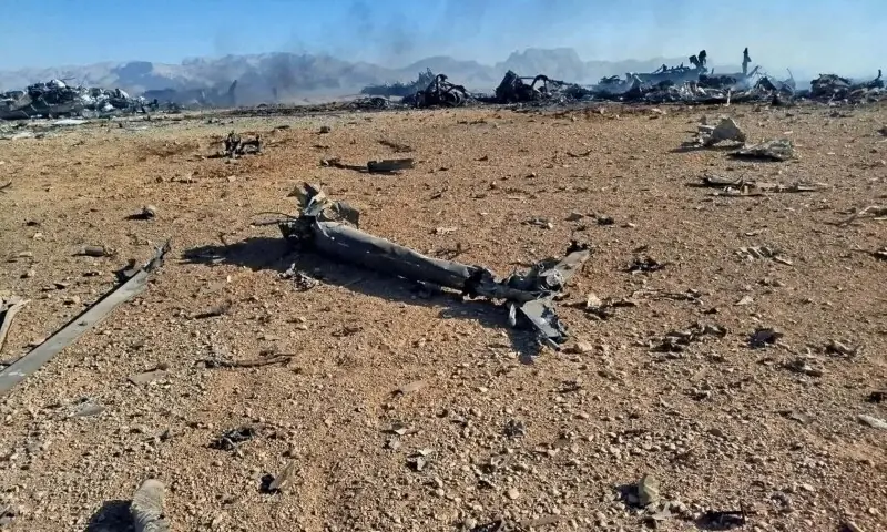 A still image purporting to show US aircraft destroyed during the US mission to find a stranded airman in Iran, the Revolutionary Guards said according to Iranian media, amid the US-Israeli conflict with Iran, in Isfahan, Iran, released on April 5, 2026. &mdash;Reuters