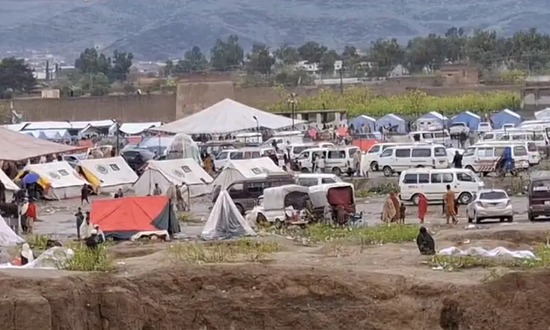 A view of Hamza Baba transit centre for the returning Afghans in Landi Kotal. — Dawn A view of Hamza Baba transit centre for the returning Afghans in Landi Kotal. — Dawn