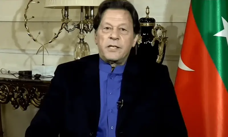 PTI Chairman Imran Khan speaks in an interview aired on January 14, 2023. &mdash; Hum News screengrab/File