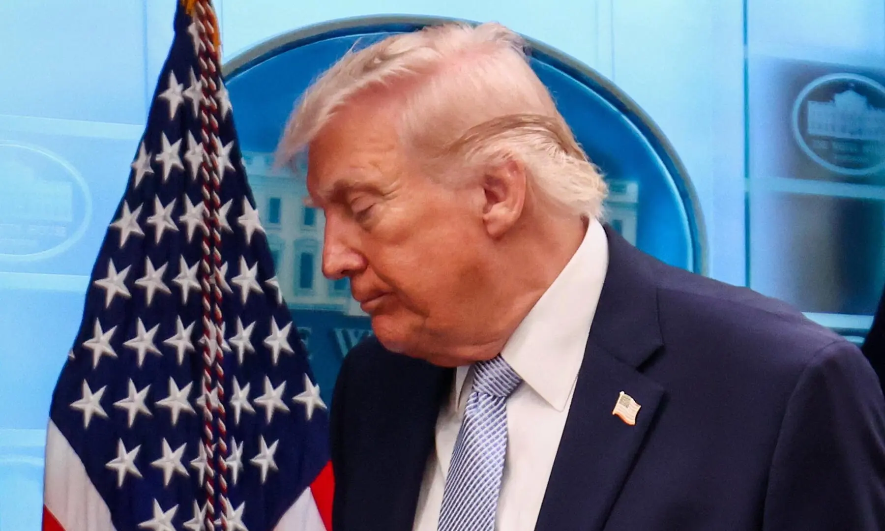 US President Donald Trump leaves following a press conference in the James S Brady Press Briefing Room at the White House in Washington, DC, the US on April 6. — Reuters US President Donald Trump leaves following a press conference in the James S Brady Press Briefing Room at the White House in Washington, DC, the US on April 6. — Reuters