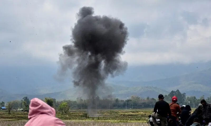 Smoke rises after a munition was detonated by a bomb squad in Bishnupur district, Manipur, India, April 7, 2026. —Reuters Smoke rises after a munition was detonated by a bomb squad in Bishnupur district, Manipur, India, April 7, 2026. —Reuters