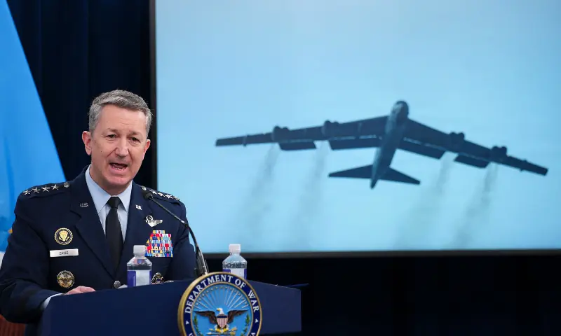 Chairman of the Joint Chiefs of Staff Gen. Dan Caine speaks during a press briefing at the Pentagon on April 08, 2026 in Arlington, Virginia. &mdash; AFP