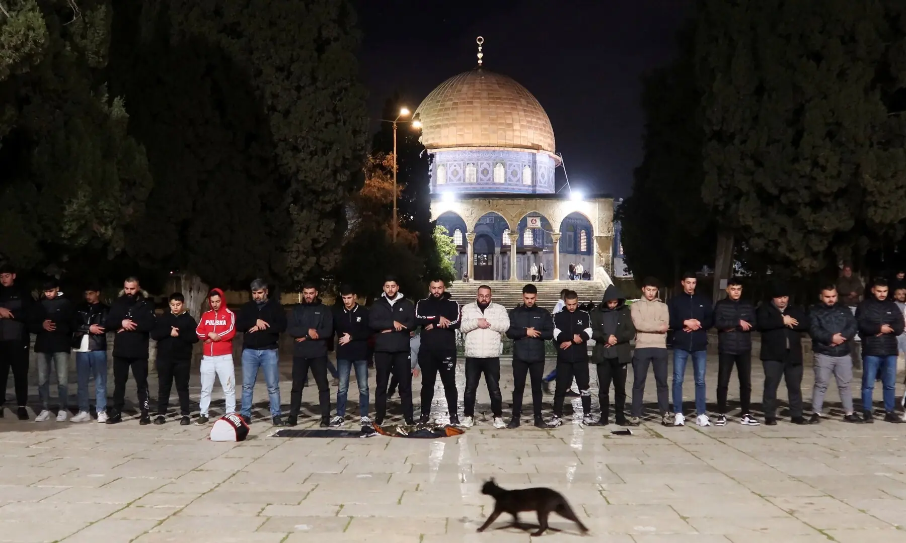 Worshippers pray in front of the Dome of the Rock at Al-Aqsa compound, also known to Jews as the Temple Mount, following a two-week ceasefire in the Iran war, in Jerusalem on April 9, 2026. &mdash;Reuters