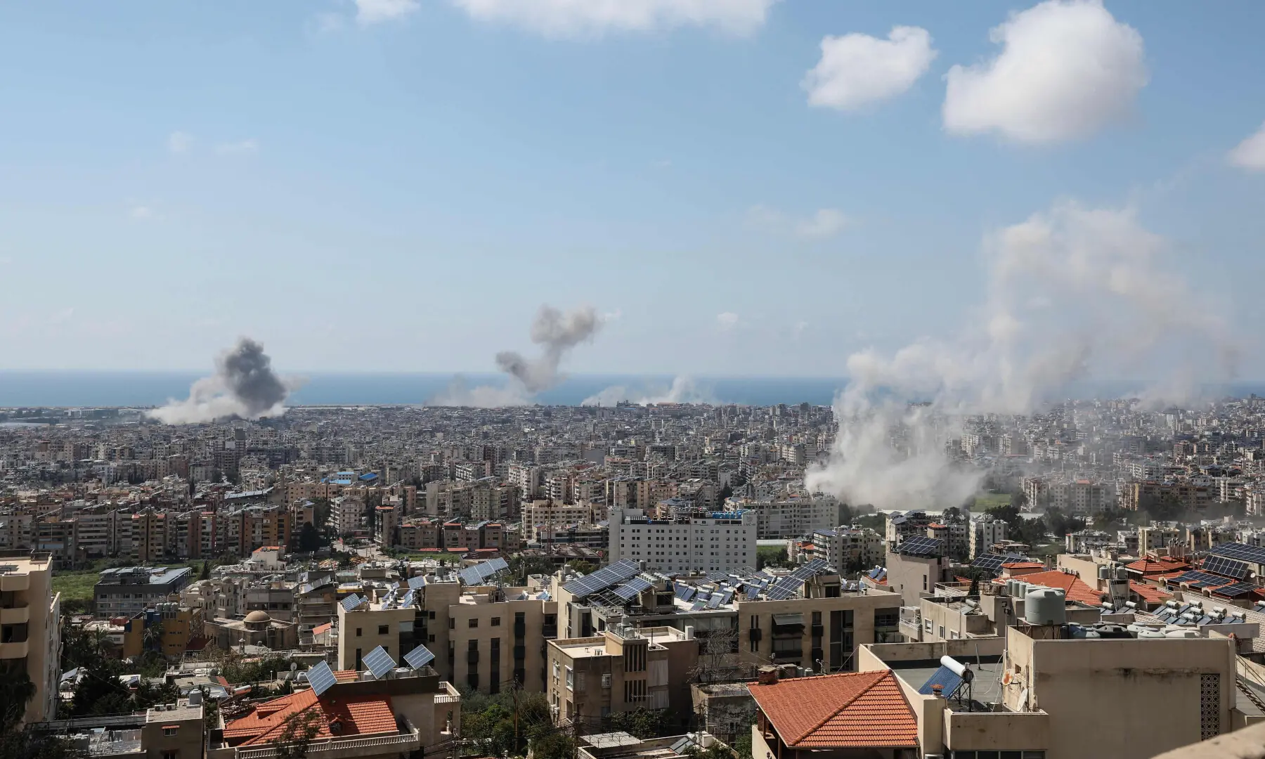 Smoke rises from the sites of Israeli airstrikes in Beirut&rsquo;s southern suburbs on April 8, 2026. &mdash; AFP