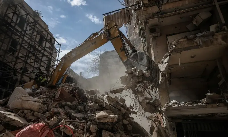Emergency services operate at the site of an Israeli strike carried out on Wednesday, in Ain Al Mraiseh in Beirut, Lebanon, April 9. — Reuters