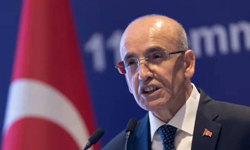 Turkiye’s Finance Minister Mehmet Simsek speaks during a meeting of Turkish Industry and Business Association (TUSIAD) in Istanbul, Turkiye on July 11, 2024. —AFP