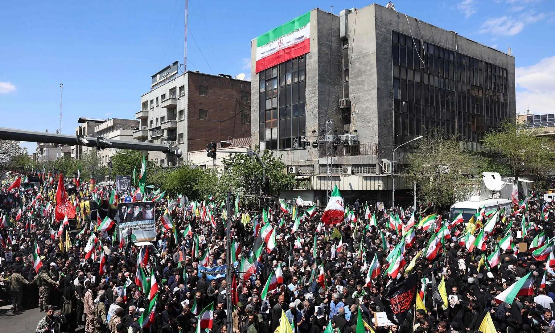Iranians participate in a rally to commemorate 40 days since the assassination of Supreme Leader Ayatollah Ali Khamenei in Tehran, Iran on April 9. &mdash; AFP