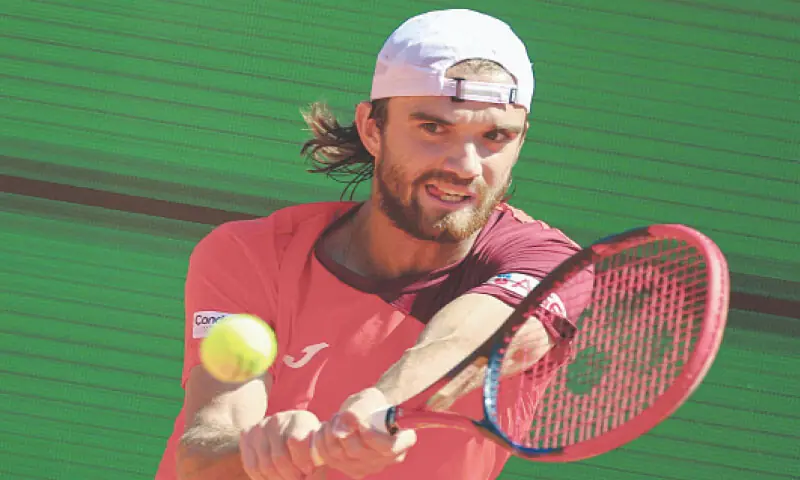 TOMAS Machac of the Czech Republic plays a backhand against Italy’s Jannik Sinner during their Monte Carlo Masters round-of-16 match on Court Rainier III at the Monte-Carlo Country Club on Thursday.—AFP TOMAS Machac of the Czech Republic plays a backhand against Italy’s Jannik Sinner during their Monte Carlo Masters round-of-16 match on Court Rainier III at the Monte-Carlo Country Club on Thursday.—AFP