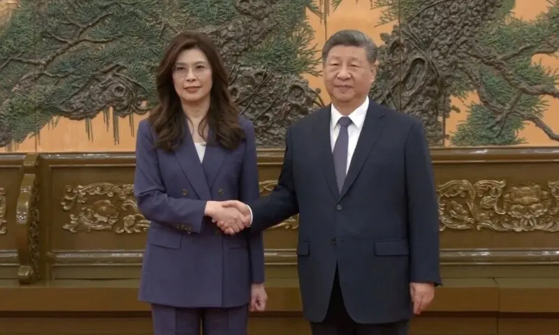 Cheng Li-wun, chairperson of the Kuomintang (KMT), Taiwan’s largest opposition party, shakes hands with Chinese President Xi Jinping at the Great Hall of the People in Beijing, China on April 10, 2026. — Reuters Cheng Li-wun, chairperson of the Kuomintang (KMT), Taiwan’s largest opposition party, shakes hands with Chinese President Xi Jinping at the Great Hall of the People in Beijing, China on April 10, 2026. — Reuters