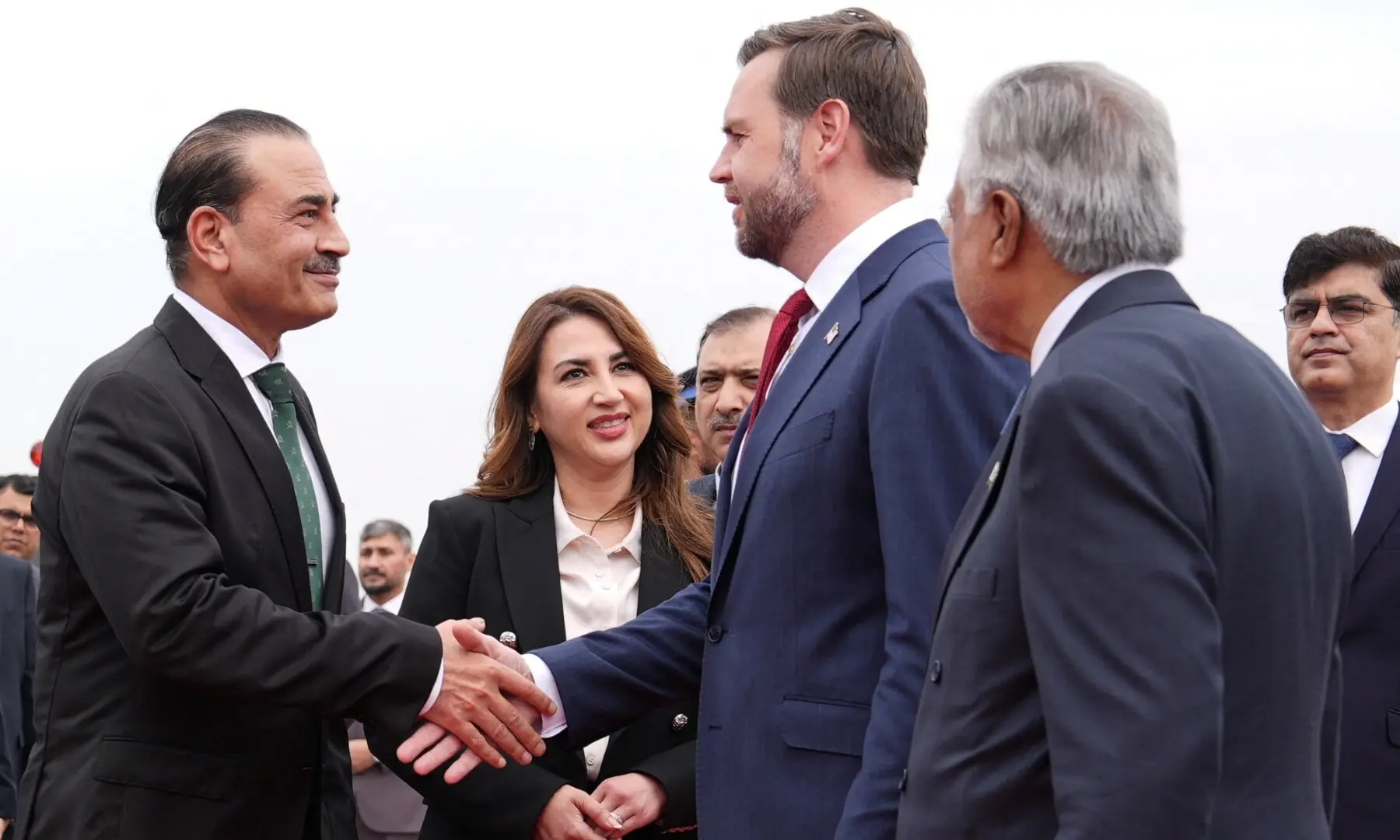 US Vice President JD Vance walks with Chief of Defence Forces (CDF) and Chief of Army Staff Field Marshal Asim Munir and Pakistani Deputy Prime Minister and Foreign Minister Mohammad Ishaq Dar after arriving for talks with Iranian officials in Islamabad, Pakistan, Saturday, April 11, 2026. &mdash;Reuters