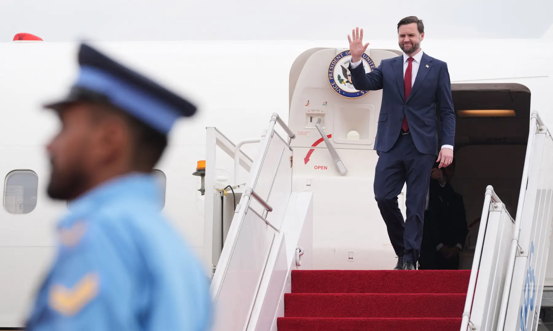 US Vice President JD Vance disembarks from Air Force Two after arriving for talks with Iranian officials in Islamabad on April 11, 2026. &mdash; Reuters
