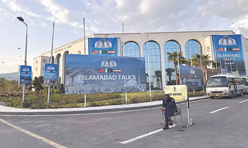 An exterior view of Jinnah Convention Centre where a modern media centre had been set up to facilitate national and international journalists covering the historic Islamabad Talks between the US and Iran on Saturday. &mdash; APP