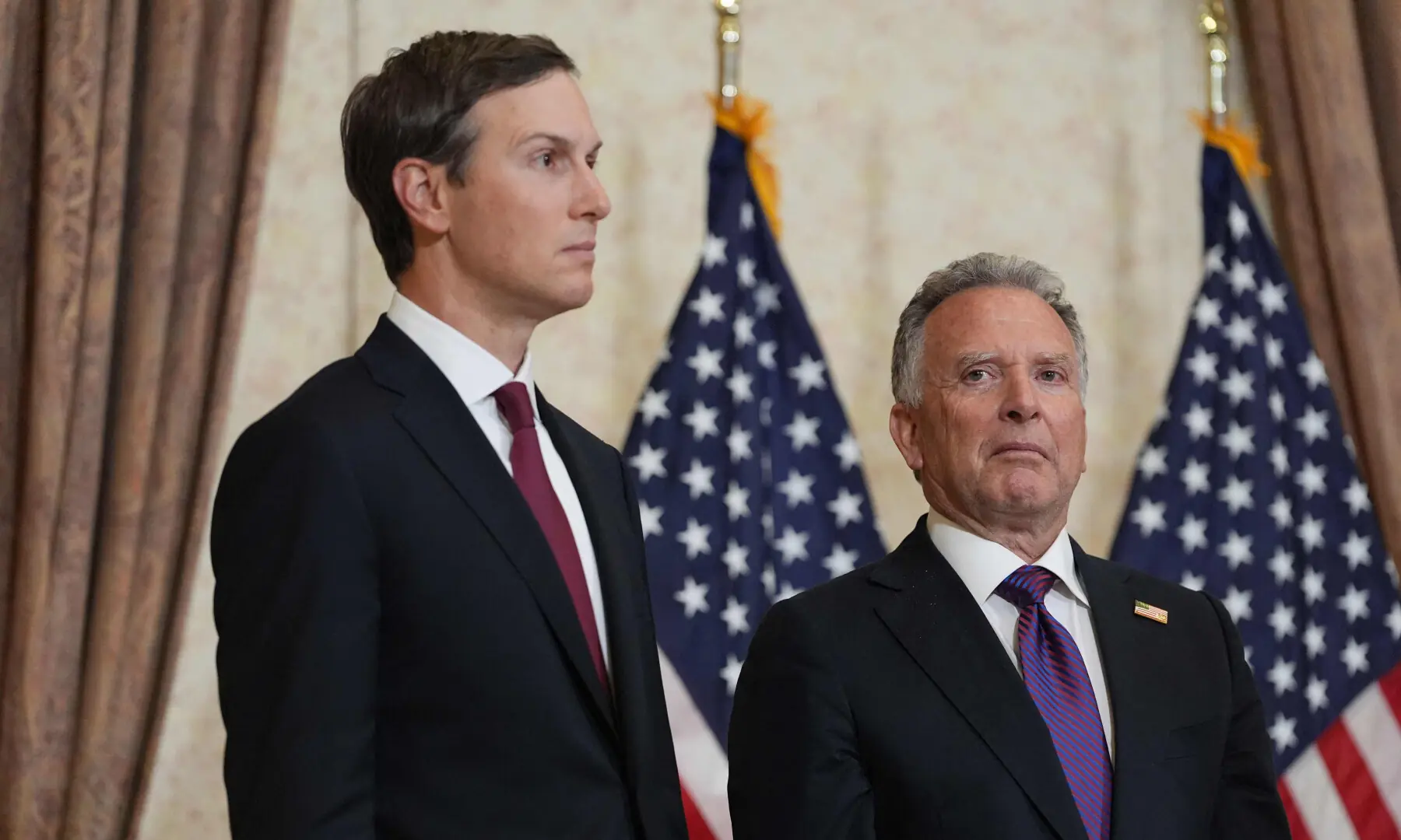 US Special Envoy to the Middle East Steve Witkoff (R) and US President Donald Trump&rsquo;s son-in-law Jared Kushner (L) look on as Vice President JD Vance speaks at a news conference after meeting with representatives from Pakistan and Iran in Islamabad on April 12, 2026. &mdash; AFP