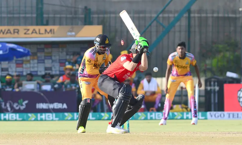 LAHORE Qalandars captain Shaheen Shah Afridi is cleaned up by Peshawar Zalmi spinner Sufiyan Muqeem during the Pakistan Super League match at the National Bank Stadium on Saturday.&mdash;White Star
