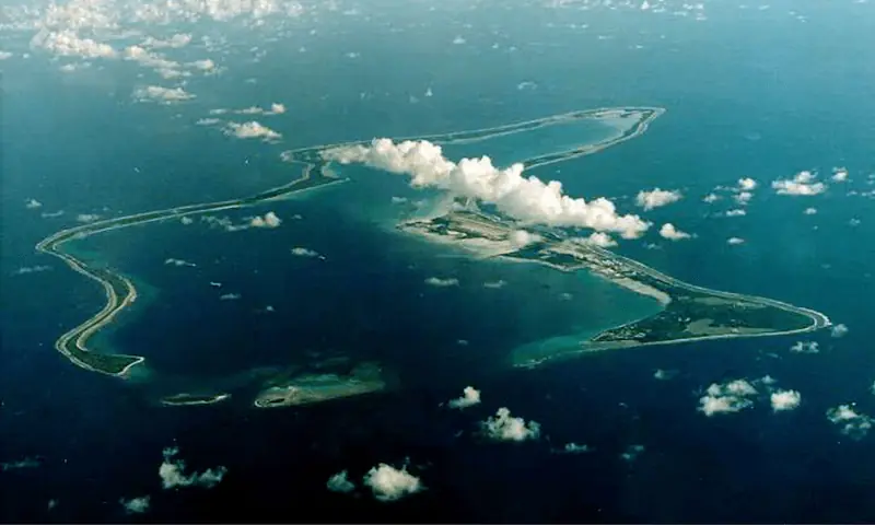 An undated file photo shows Diego Garcia, the largest island in the Chagos archipelago and site of a major United States military base in the middle of the Indian Ocean leased from Britain in 1966. &mdash; Reuters/Stringer/File