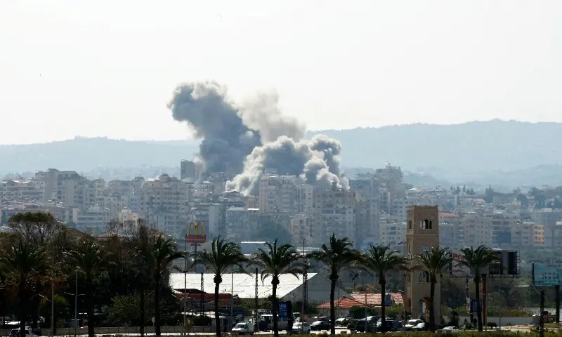Smoke rises from the site of an Israeli airstrike that targeted the Al-Hosh area near the coastal Lebanese city of Tyre on April 14, 2026. &mdash;AFP