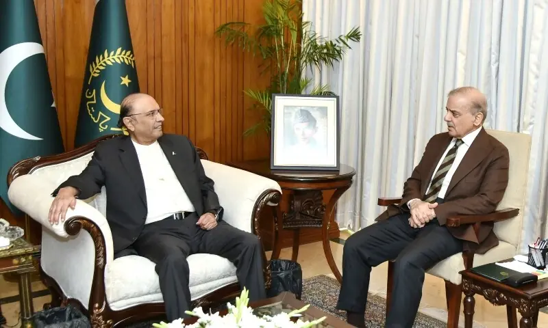 Prime Minister Shehbaz Sharif called on President Asif Ali Zardari on April 14 at the Aiwan-i-Sadr in Islamabad. — Press Information Department (PID) Prime Minister Shehbaz Sharif called on President Asif Ali Zardari on April 14 at the Aiwan-i-Sadr in Islamabad. — Press Information Department (PID)