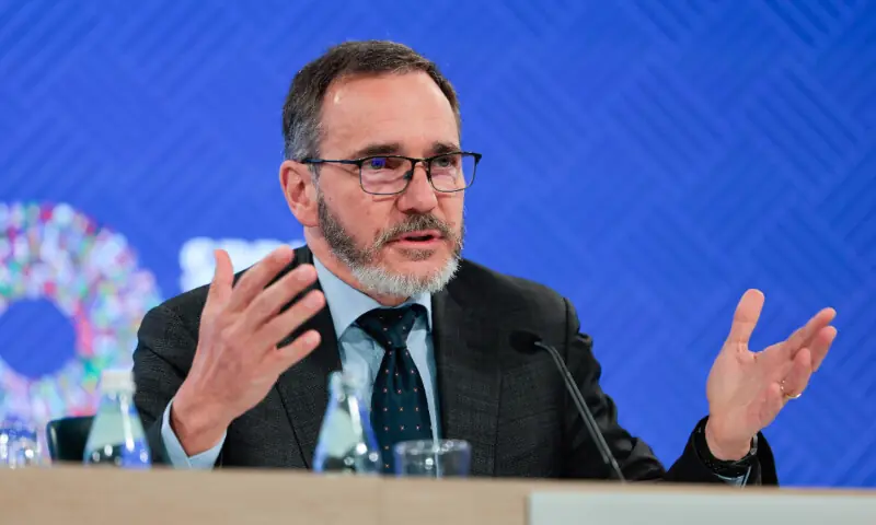 Pierre-Olivier Gourinchas, Director of IMF Research Department, speaks during an economic outlook briefing during the 2026 IMF and World Bank Group Spring Meetings in Washington, DC, on April 14, 2026. — AFP Pierre-Olivier Gourinchas, Director of IMF Research Department, speaks during an economic outlook briefing during the 2026 IMF and World Bank Group Spring Meetings in Washington, DC, on April 14, 2026. — AFP