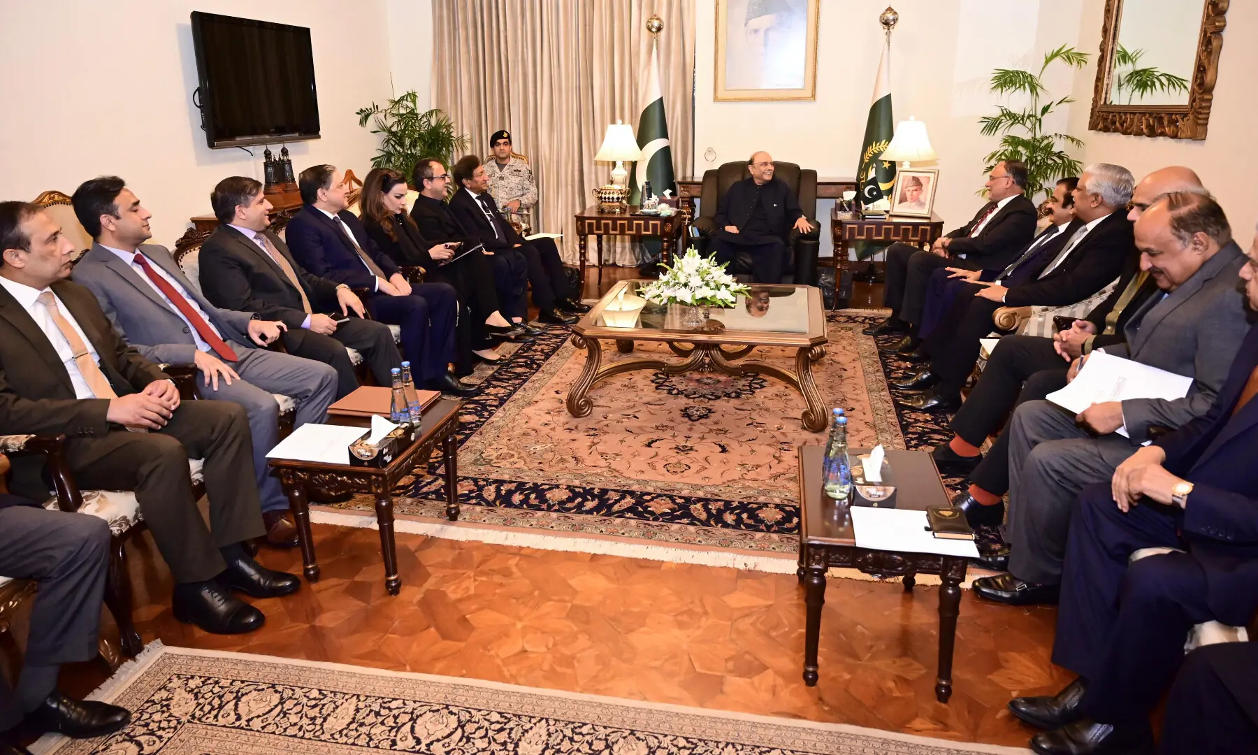 President Asif Ali Zardari chairs a meeting on water resources at Aiwan-i-Sadr, Islamabad, on April 15, 2026. — Photo via X/@PresOfPakistan President Asif Ali Zardari chairs a meeting on water resources at Aiwan-i-Sadr, Islamabad, on April 15, 2026. — Photo via X/@PresOfPakistan