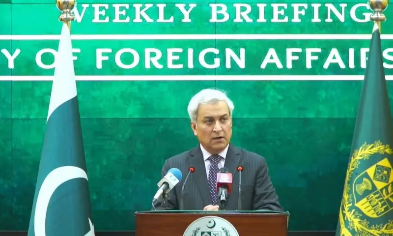 FO spokesperson Tahir Andrabi addresses a weekly press briefing on Thursday, April 16. — Photo via X/@ForeignOfficePk FO spokesperson Tahir Andrabi addresses a weekly press briefing on Thursday, April 16. — Photo via X/@ForeignOfficePk