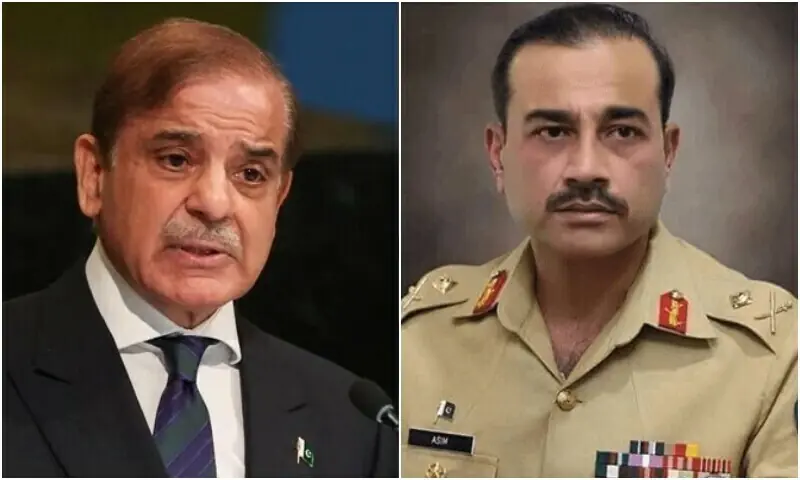 The combination photo shows Prime Minister Shehbaz Sharif (left) and Chief of Defence Forces (CDF) and Chief of Army Staff (COAS) Field Marshl Asim Munir. — DawnNewsTV The combination photo shows Prime Minister Shehbaz Sharif (left) and Chief of Defence Forces (CDF) and Chief of Army Staff (COAS) Field Marshl Asim Munir. — DawnNewsTV