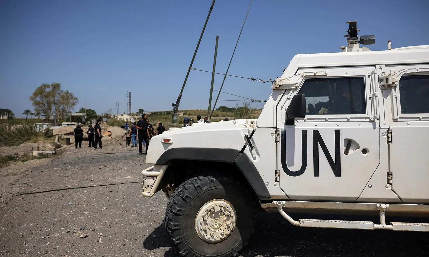 United Nations Interim Force in Lebanon (Unifil) peacekeepers arrive at the site of an Israeli strike which severed the last remaining bridge linking southern Lebanon to the rest of the country, in Qasmiyeh, Lebanon on April 16, 2026. &mdash; Reuters