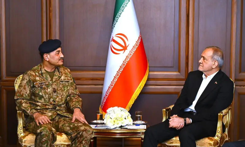 CDF Asim Munir meets with Iranian President Masoud Pezeshkian in Tehran. — photo courtesy ISPR CDF Asim Munir meets with Iranian President Masoud Pezeshkian in Tehran. — photo courtesy ISPR