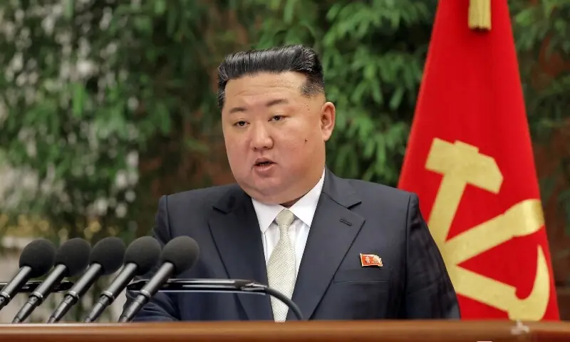 North Korean leader Kim Jong Un speaks during the expanded meeting of the first plenary meeting of the Ninth Central Committee of the Workers&rsquo; Party of Korea (WPK), in Pyongyang, North Korea on February 23, 2026. &mdash; Reuters/File