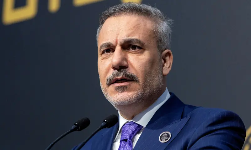 Turkiye’s Foreign Minister Hakan Fidan speaks to the reporters at Antalya Diplomacy Forum in Antalya, Turkiye on April 19, 2026. — Reuters