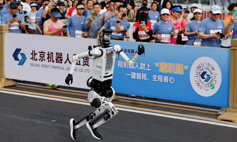 Tiangong Ultra 2026 humanoid robot takes part during the second Beijing E-Town Half Marathon and Humanoid Robot Half Marathon in Beijing, China on April 19, 2026. &mdash; Reuters