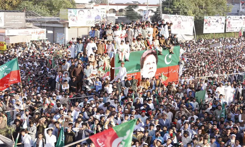PTI leaders, workers and supporters hold a rally in Mardan, demanding party founder Imran Khan’s
release.—X / PTI official PTI leaders, workers and supporters hold a rally in Mardan, demanding party founder Imran Khan’s
release.—X / PTI official