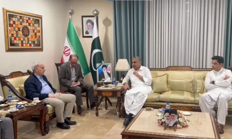 Interior Minister Mohsin Naqvi meets Iran&rsquo;s Ambassador to Pakistan Reza Amiri Moghadam in Islamabad on April 20, 2026. &mdash; screengrab via X/MOIofficialGoP