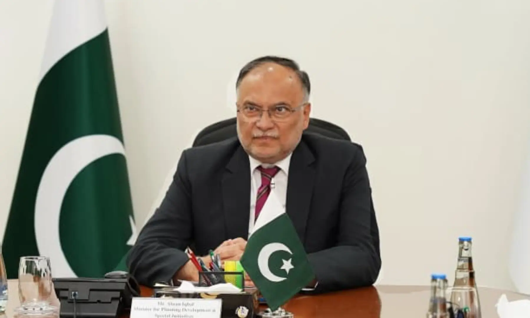 Pakistan&rsquo;s Planning Minister Ahsan Iqbal, during a meeting in Islamabad. &mdash; Photo via X/@@PlanComPakistan