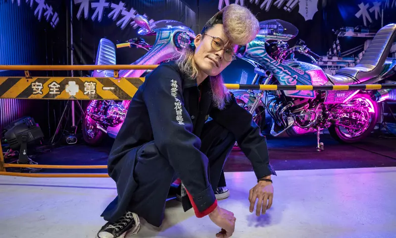 This picture taken on February 15, 2026 shows comedian Satoru Saito posing at an event that can be translated as the “Great Yankii Exhibition”, in Saitama. — AFP