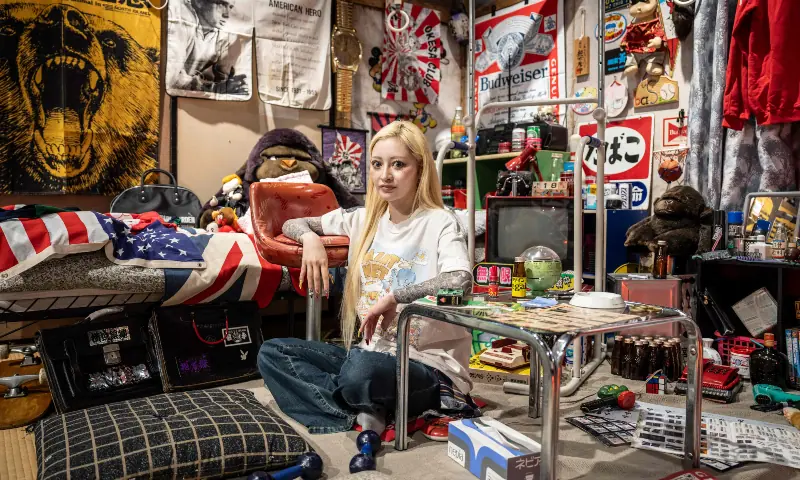 This picture taken on April 17, 2026 shows “Badly in Love” Swason 1 participant Otoha posing at an event that can be translated as the “Great Yankii Exhibition”, in Tokyo. — AFP