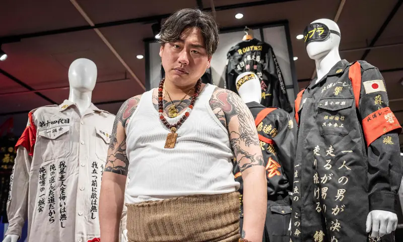 This picture taken on April 17, 2026 shows “Badly in Love” Season 1 participant and rapper ‘136youngboss’ posing at an event that can be translated as the “Great Yankii Exhibition”, in Tokyo. — AFP